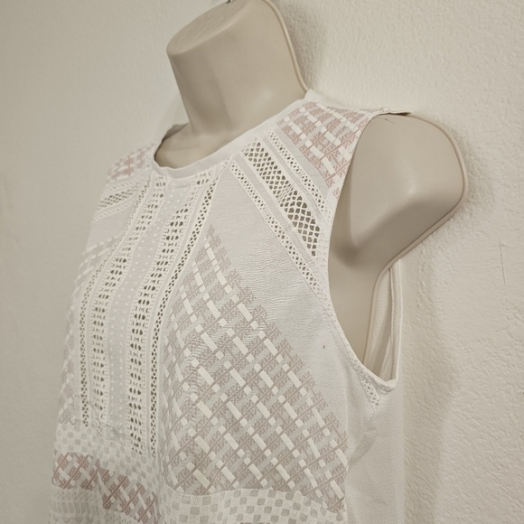 ZARA Patterned Sleeveless Top Pink White Size S - Picture 6 of 9